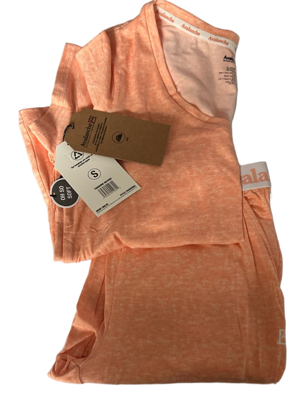Avalanche Woman’s Tangerine Heather Lounge Top and Bottom PJ Set Summer Nights